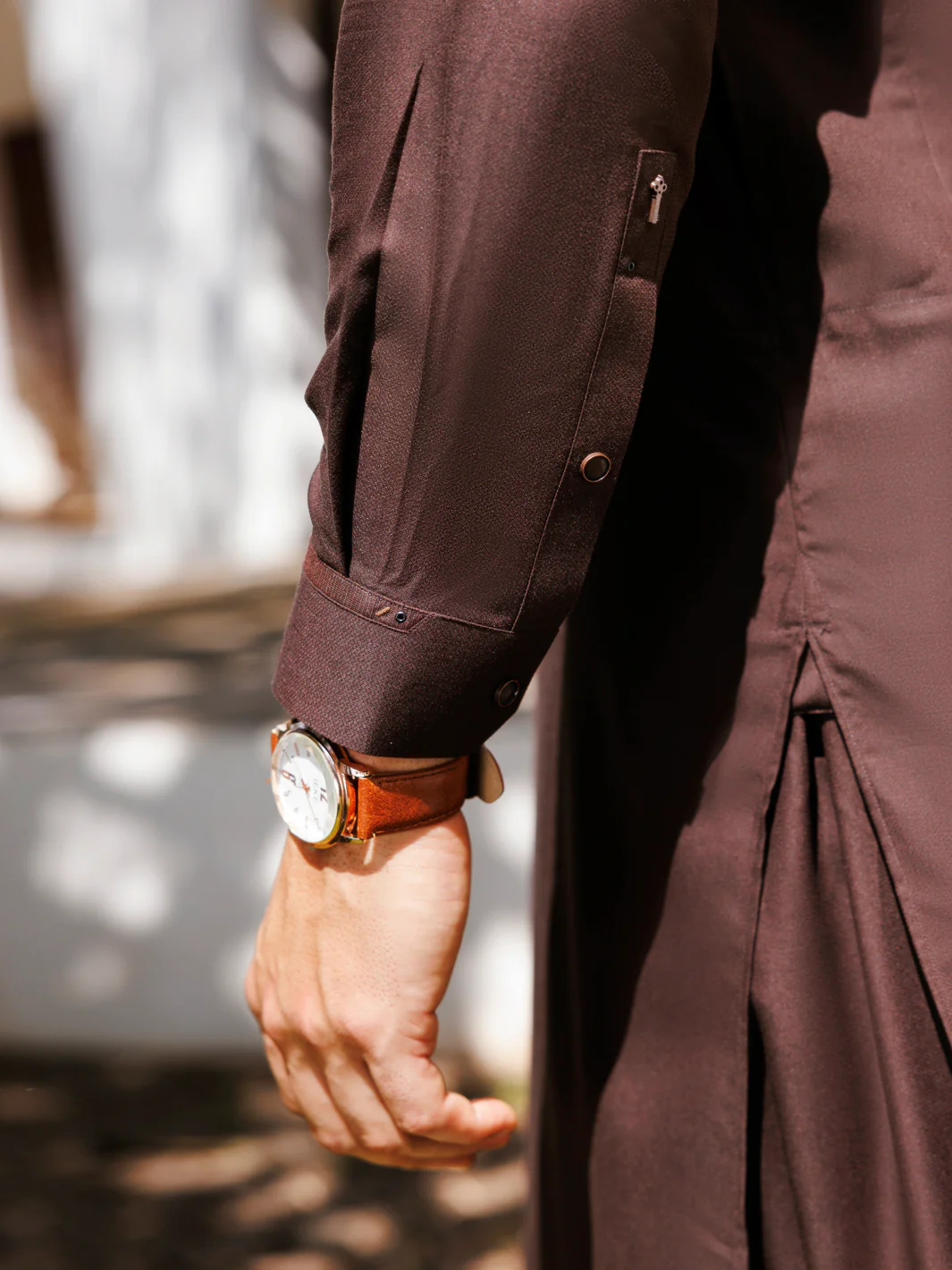 Brown Blended Kameez Shalwar - AL-KS-3143 - Image 3