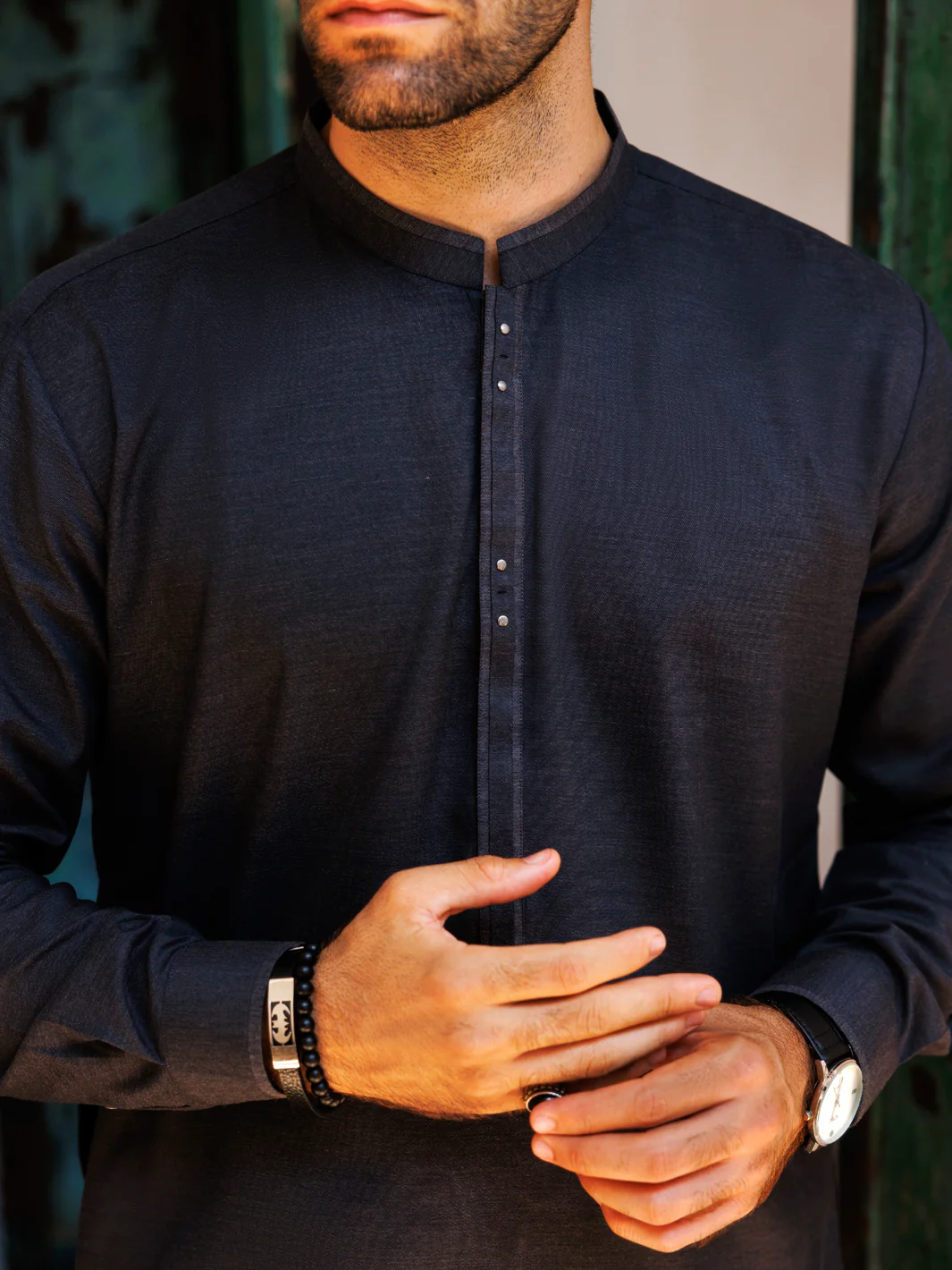 Dark Grey Blended Kameez Shalwar - AL-KS-3145 - Image 3