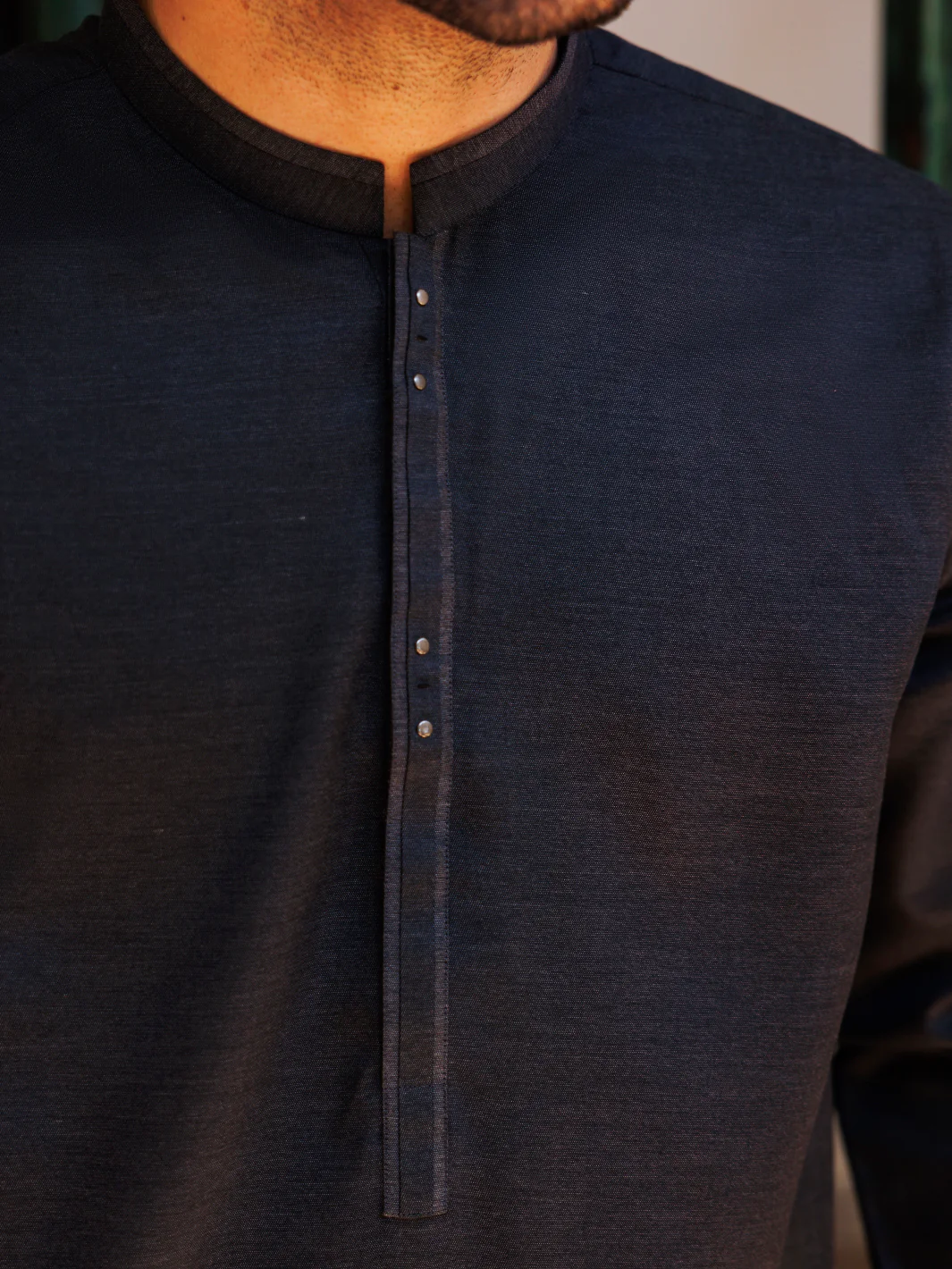 Dark Grey Blended Kameez Shalwar - AL-KS-3145 - Image 4