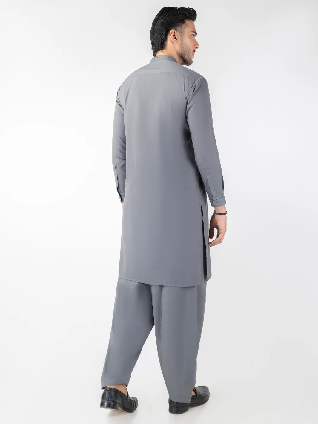 Grey Blended Kameez Shalwar - AL-KS-3146 - Image 2