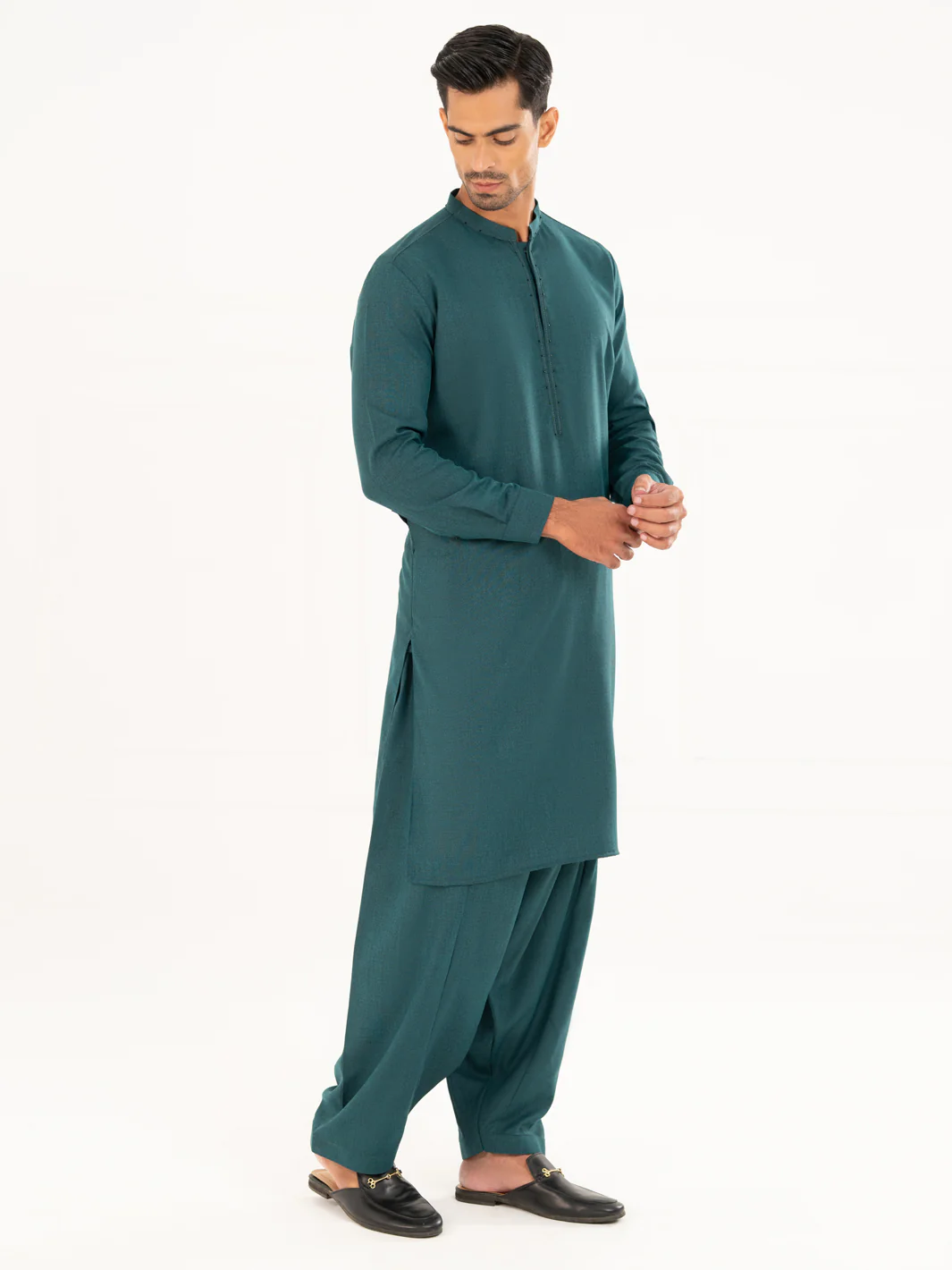 Green Semi-Formal Kameez Shalwar - AL-KS-3161A - Image 4