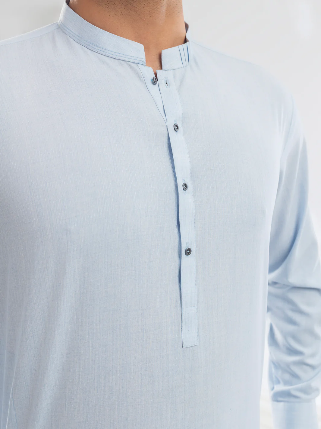 Light Blue Blended Kameez Shalwar - AL-KS-3163 - Image 4