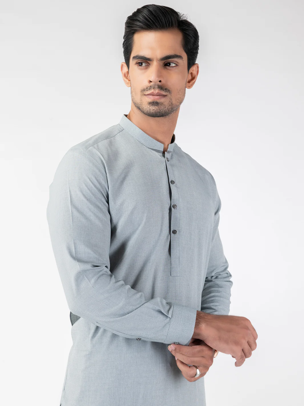 Light Grey Blended Kameez Shalwar - AL-KS-3164 - Image 4