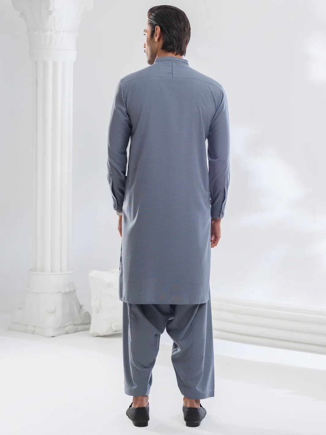 Grey Blended Kameez Shalwar - AL-KS-3166 - Image 2