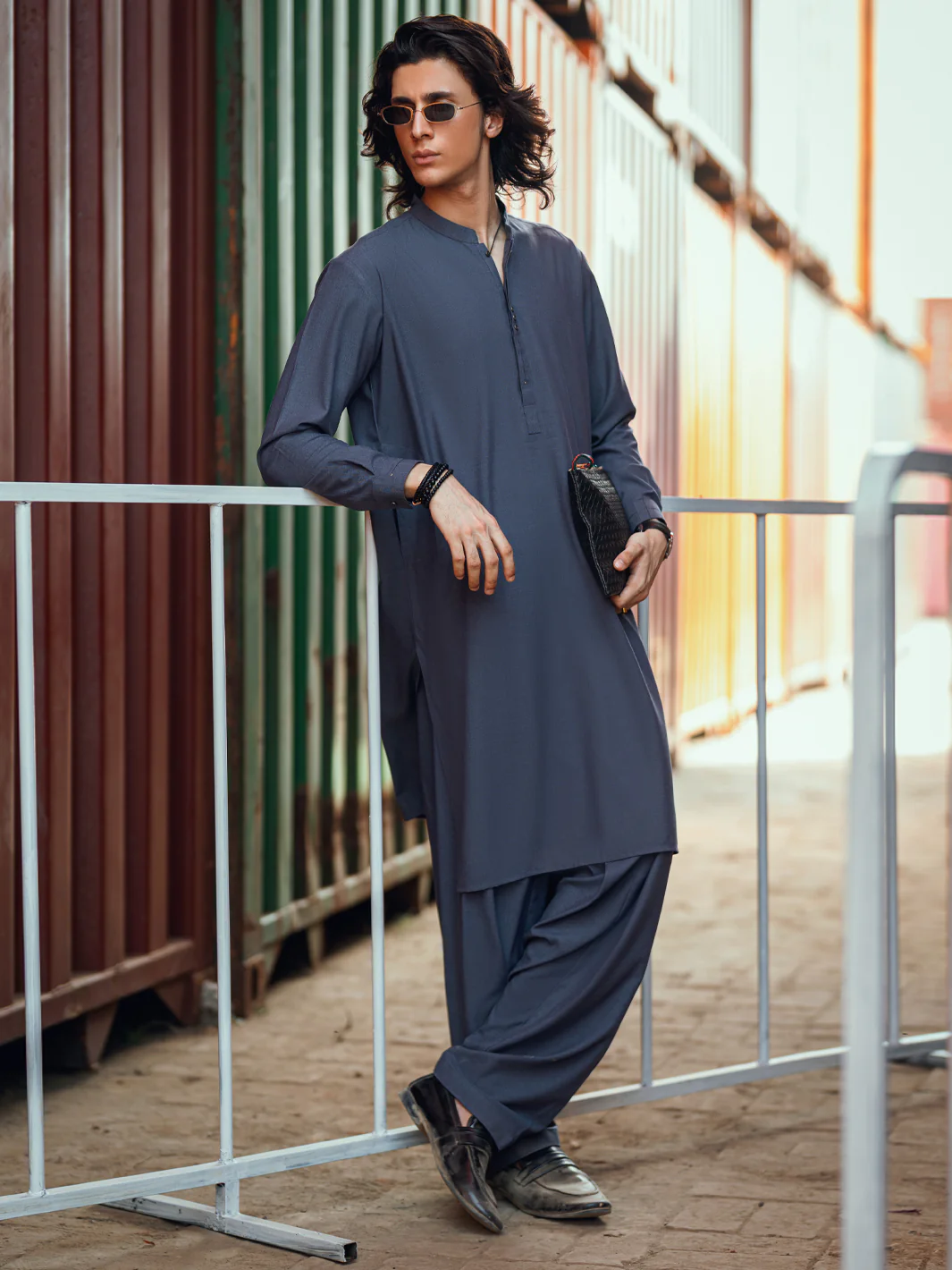Blue Cut & Sew Kameez Shalwar - AL-KS-3176 - Image 6