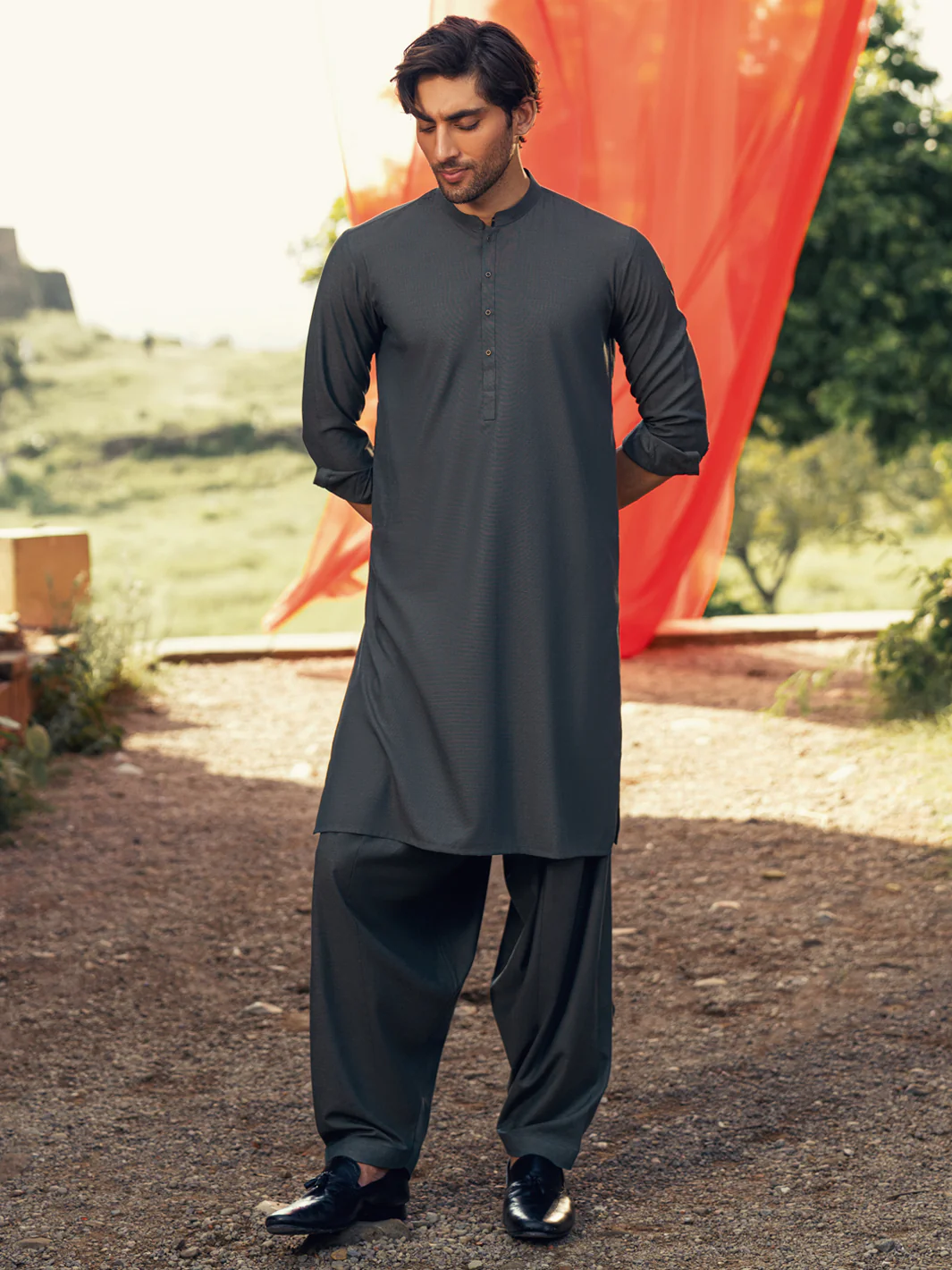 Green Cut & Sew Kameez Shalwar - AL-KS-3178 - Image 5