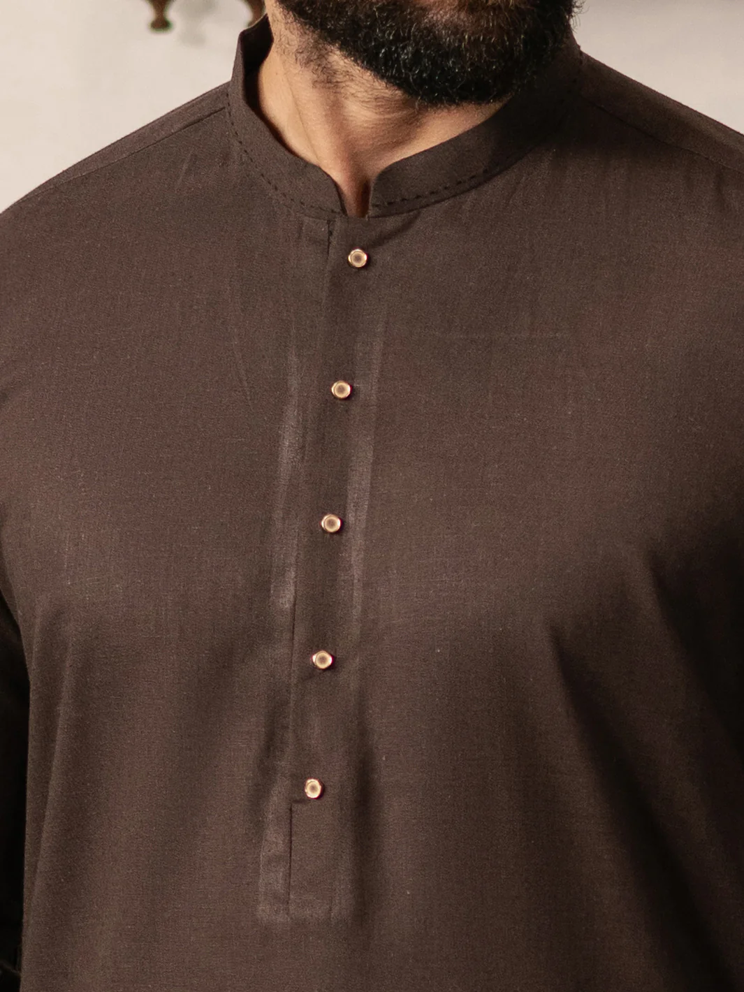 Dark Brown Blended Kameez Shalwar - AL-KS-3186 - Image 3