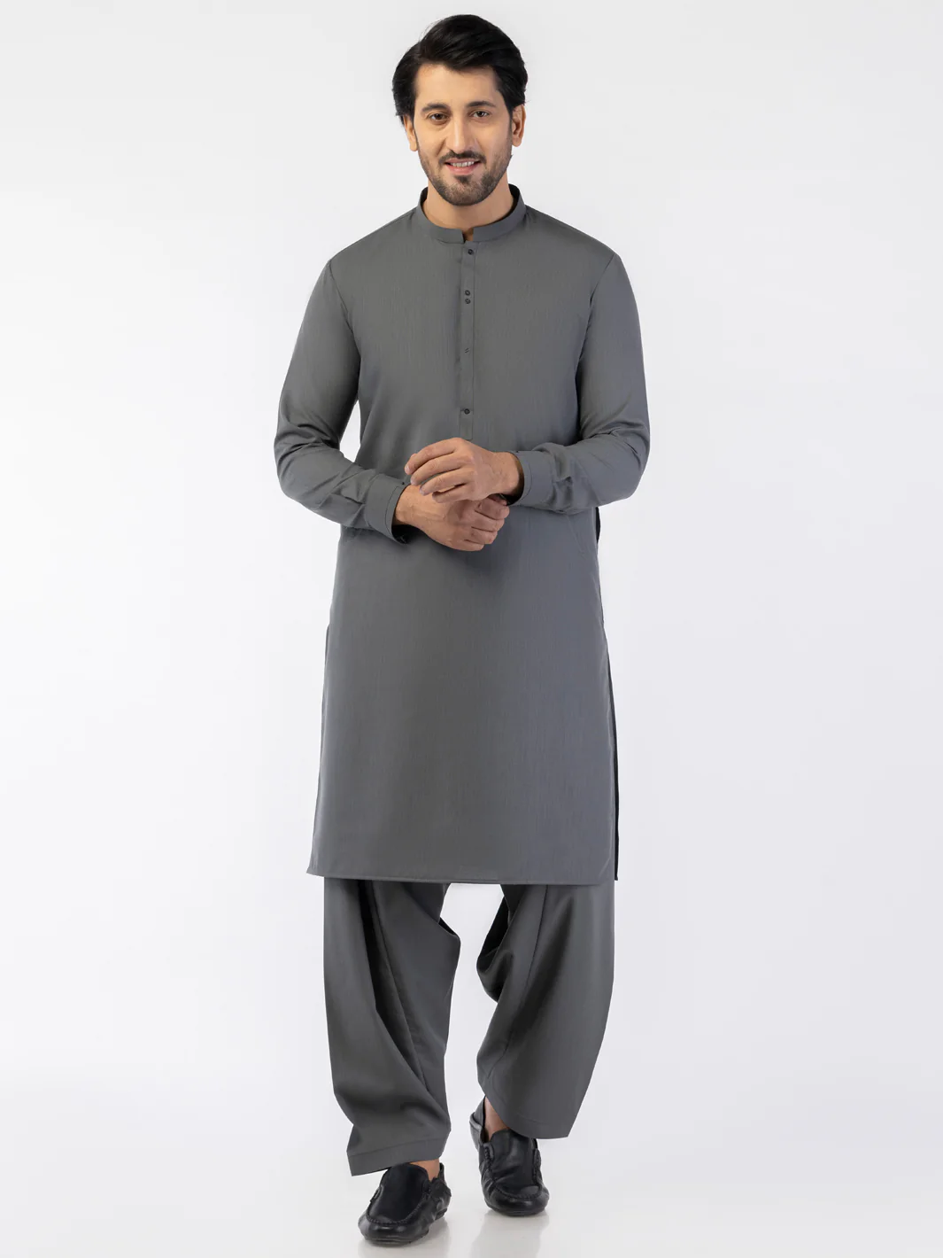 Grey Blended Kameez Shalwar - AL-KS-3190