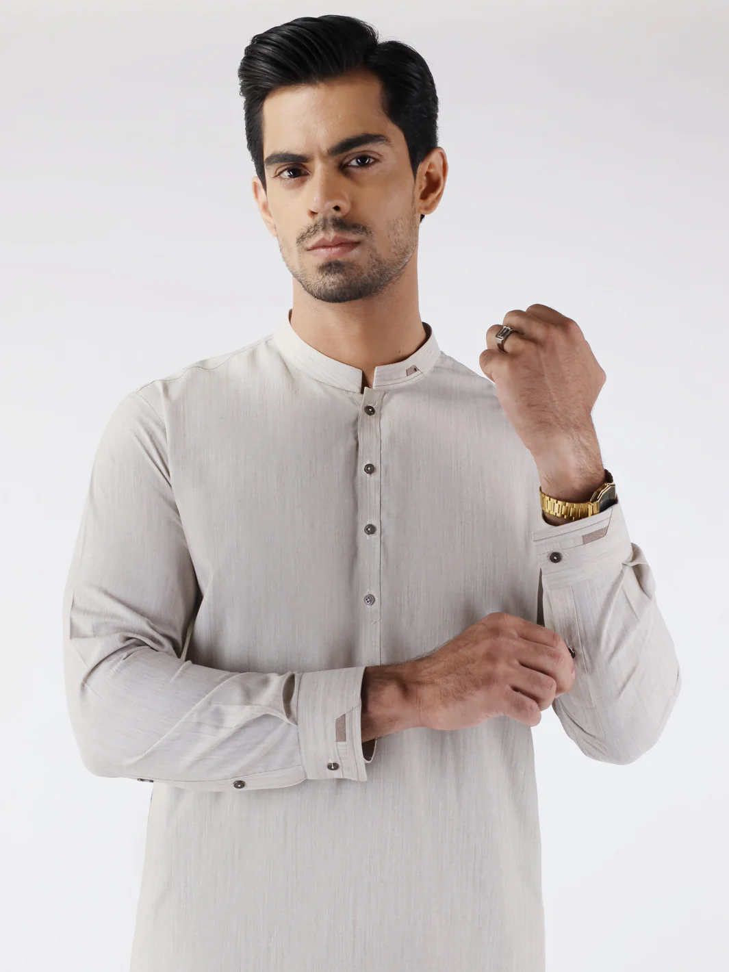 Light Grey Blended Kameez Shalwar - AL-KS-3196 - Image 3