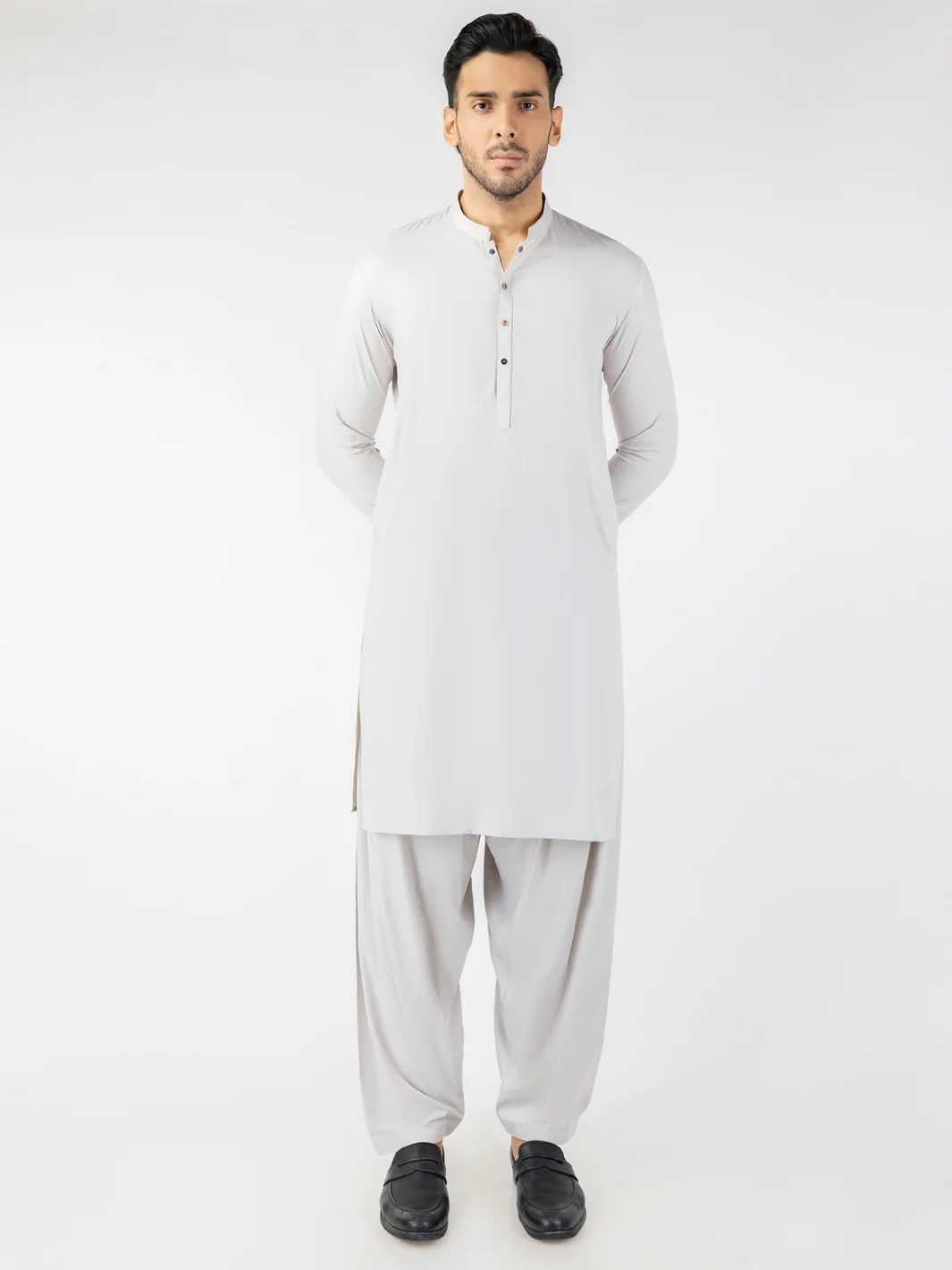 Light Grey Blended Kameez Shalwar - AL-KS-3200