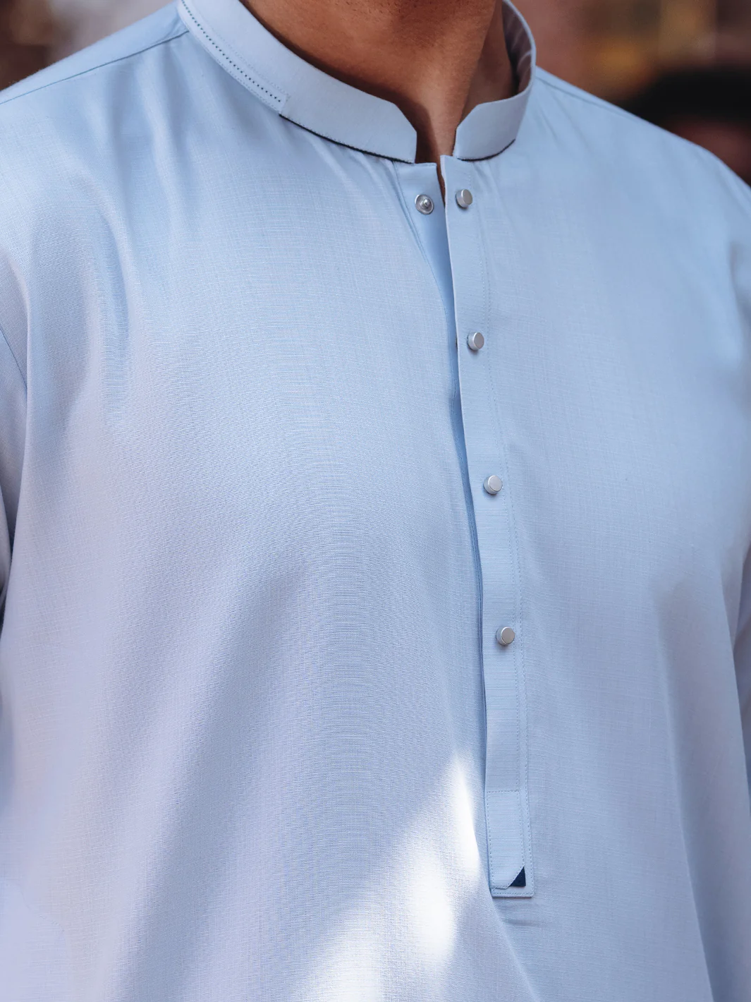 Light Blue Blended Kameez Shalwar - AL-KS-3201 - Image 5