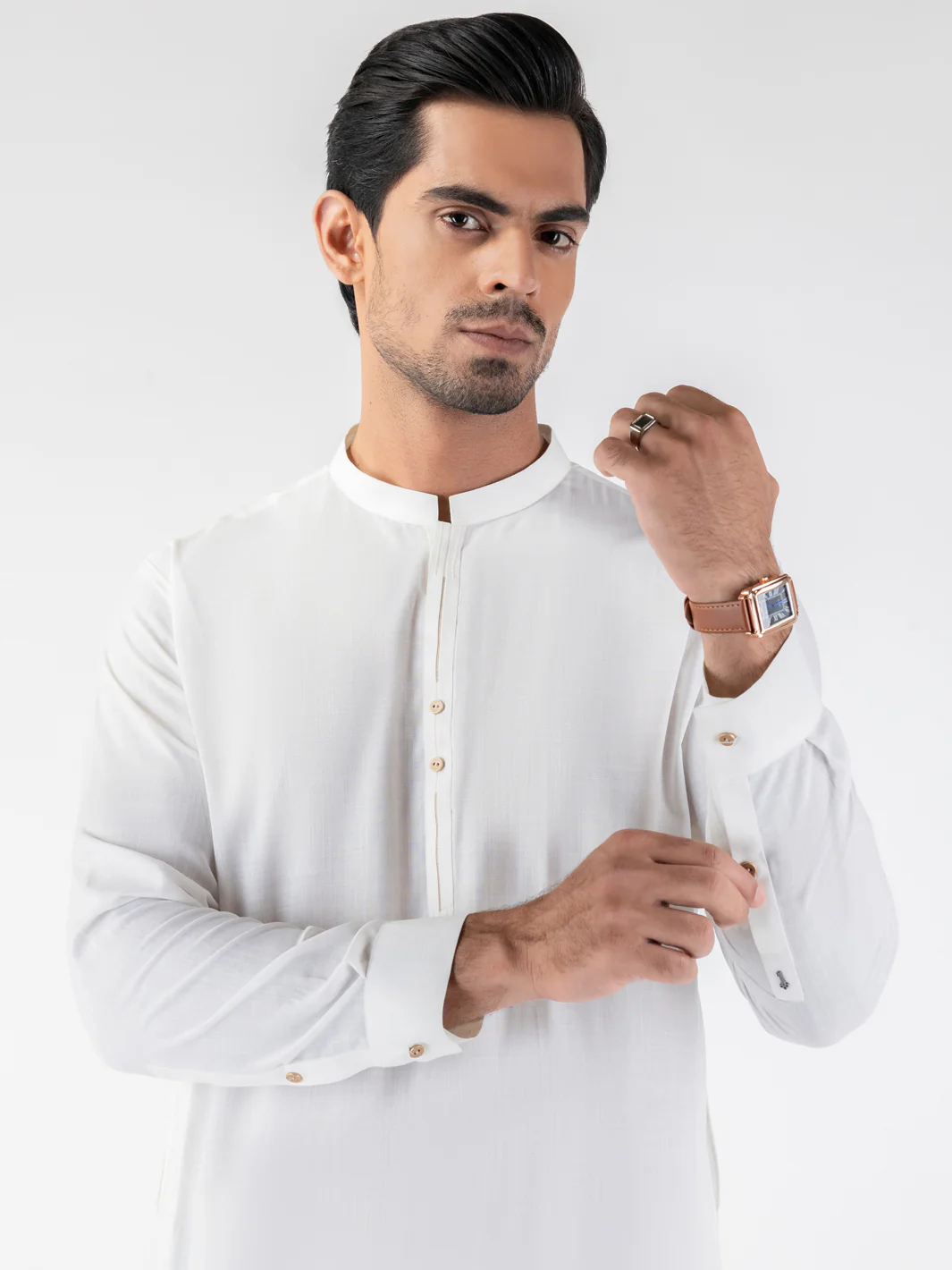 White Blended Kameez Shalwar - AL-KS-3202 - Image 2