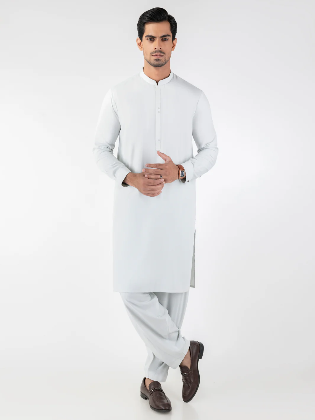 Light Green Blended Kameez Shalwar - AL-KS-3208