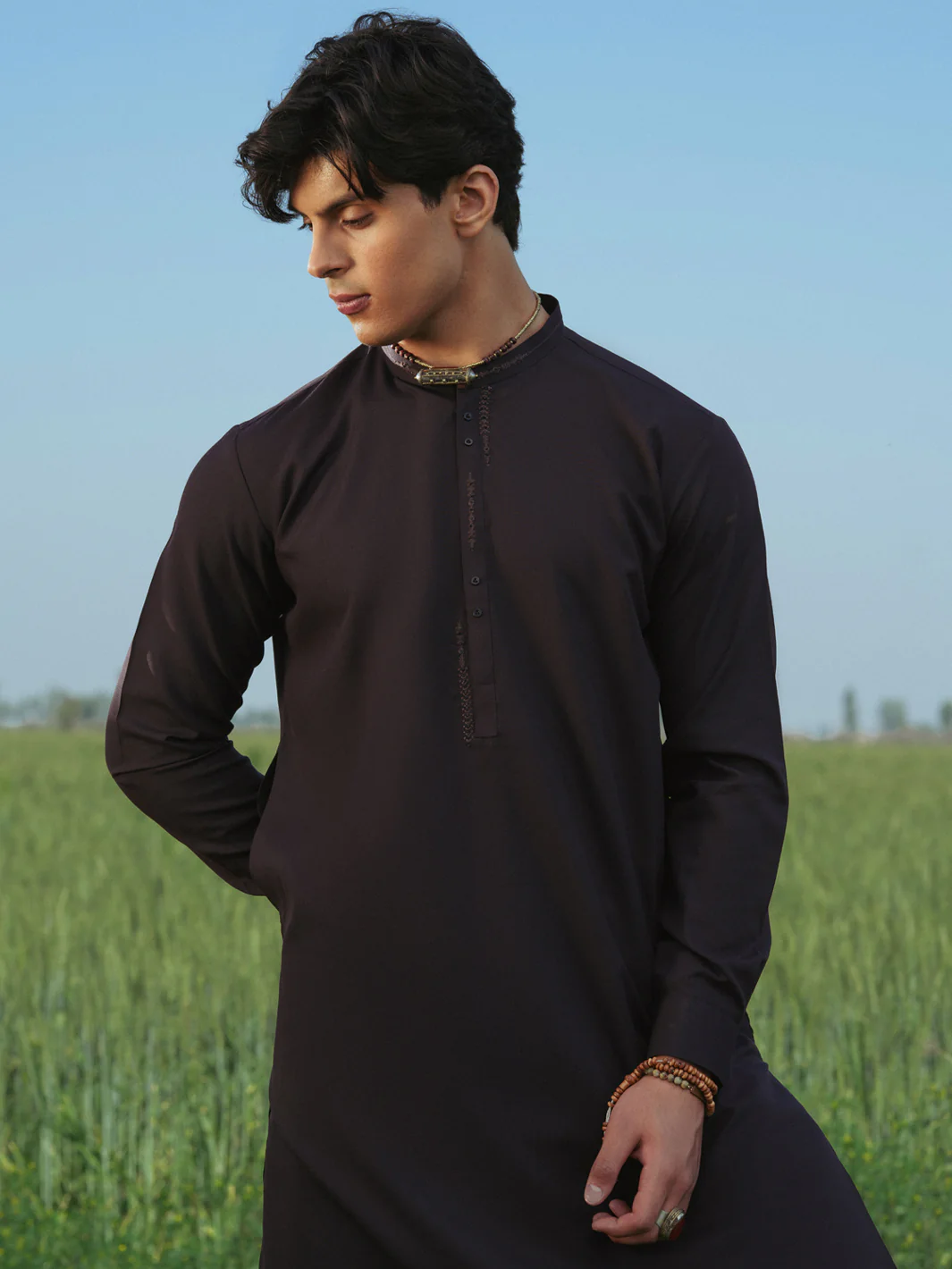 Dark Purple Blended Kameez Shalwar - AL-KS-3217A - Image 3