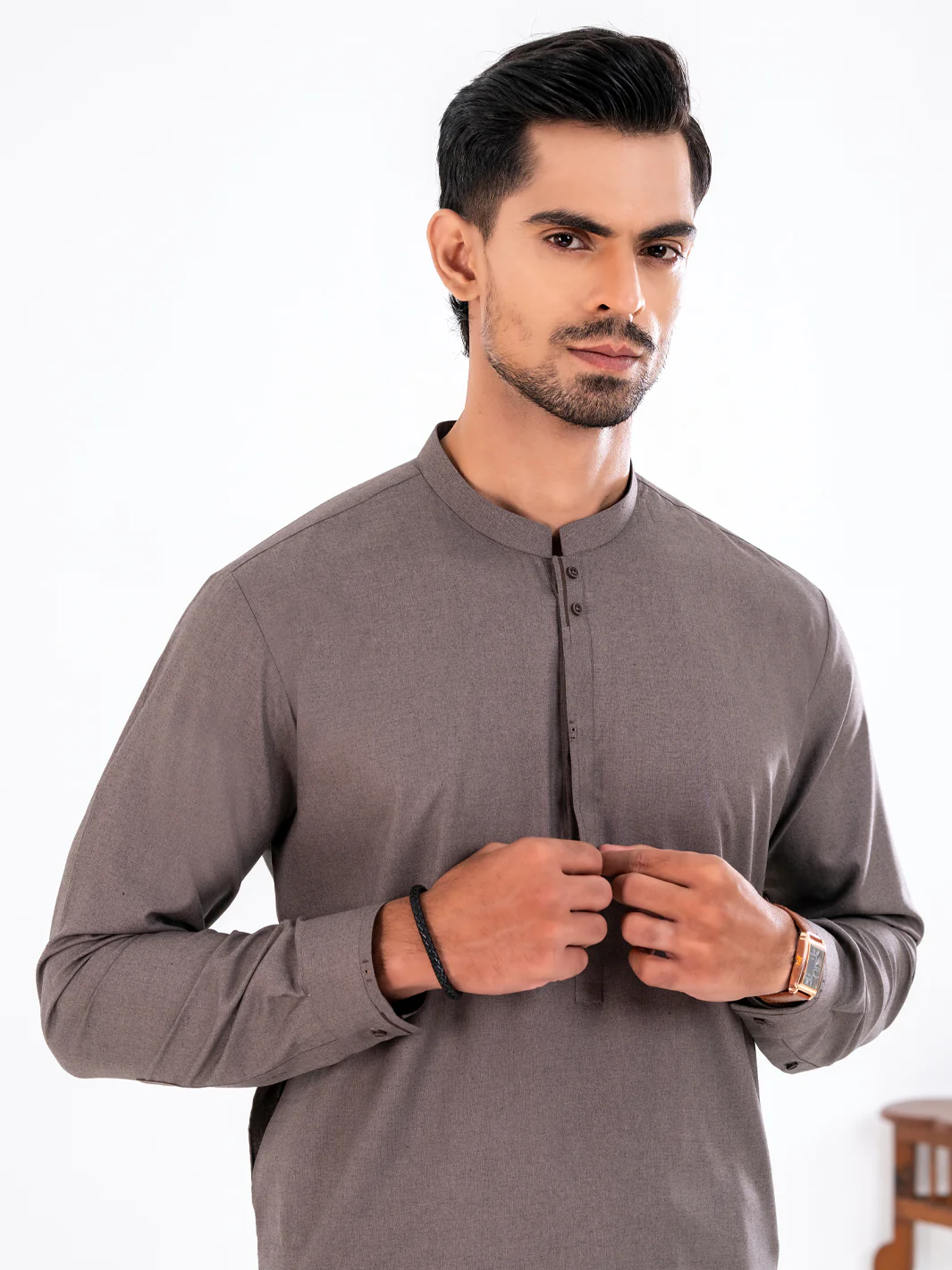 Brown Blended Kameez Shalwar - AL-KS-3228 - Image 2