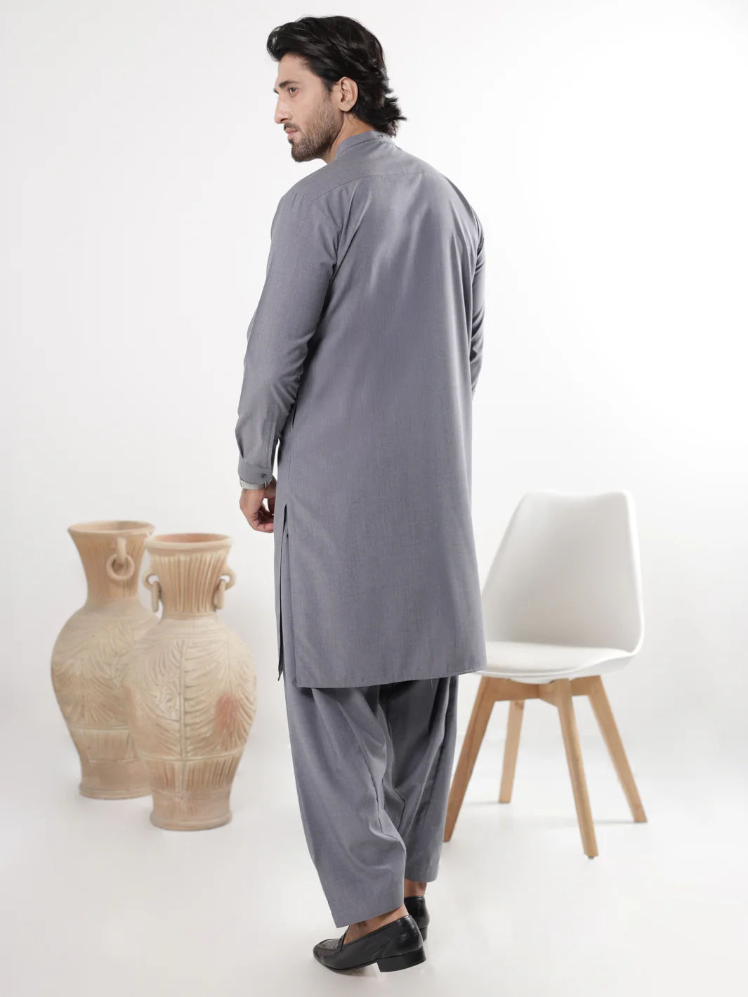 Grey Blended Kameez Shalwar - AL-KS-3232 - Image 4