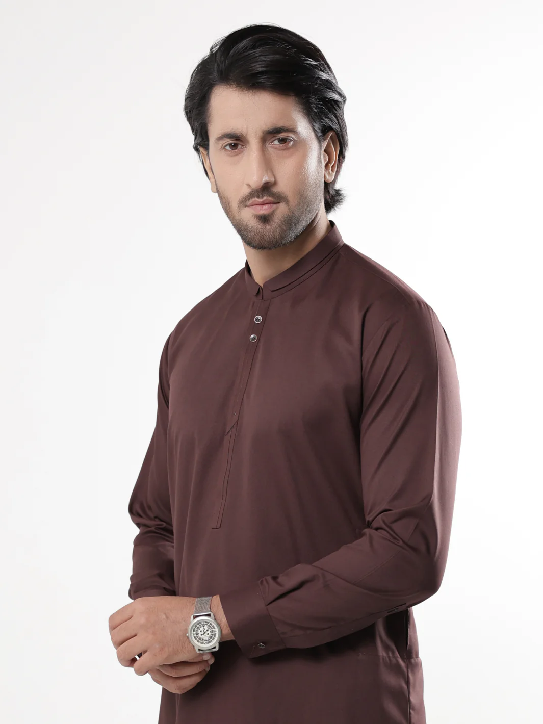 Maroon Blended Kameez Shalwar - AL-KS-3241 - Image 2