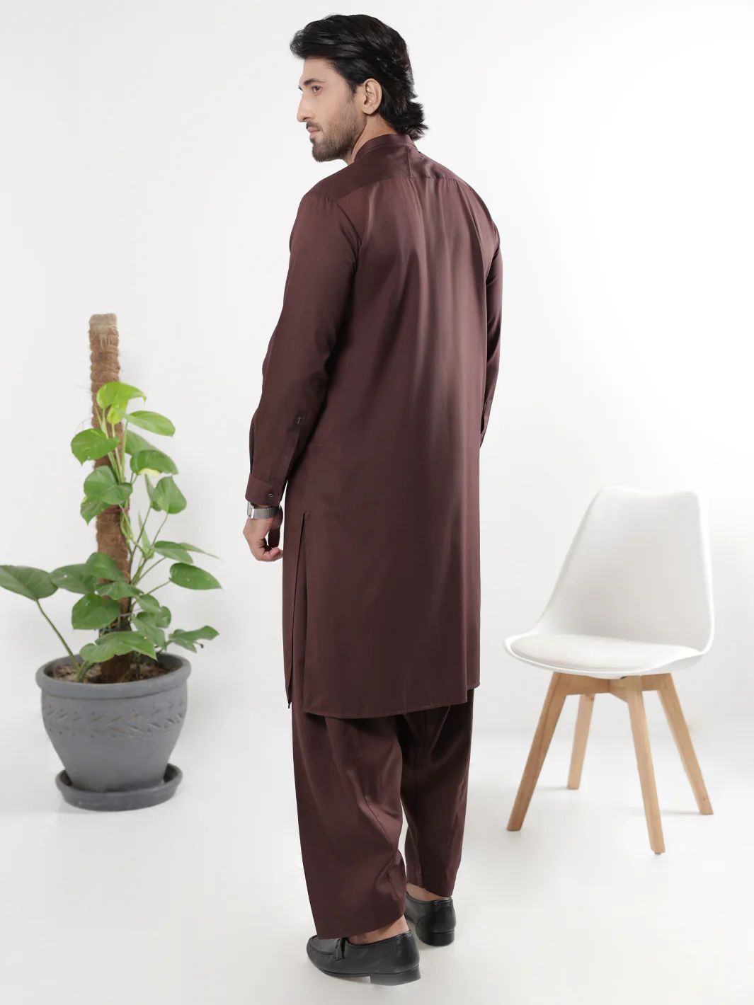 Maroon Blended Kameez Shalwar - AL-KS-3241 - Image 3