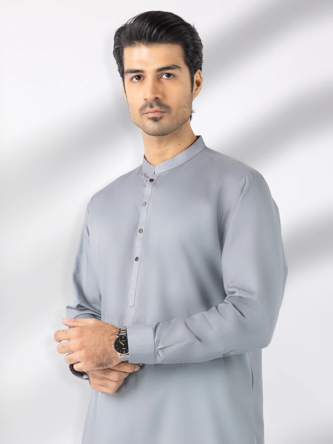 Light Grey Cotton Kameez Shalwar - AL-KS-3242B - Image 3