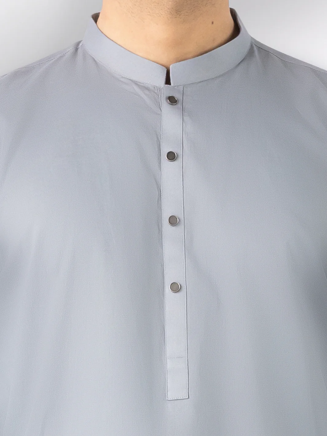 Light Grey Cotton Kameez Shalwar - AL-KS-3242B - Image 4