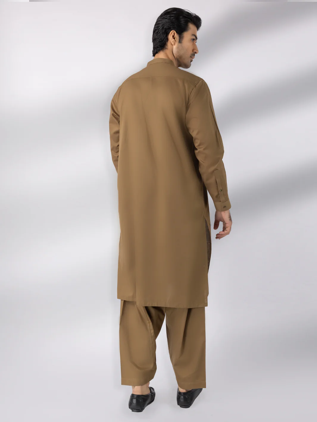 Olive Cotton Kameez Shalwar - AL-KS-3242D - Image 2