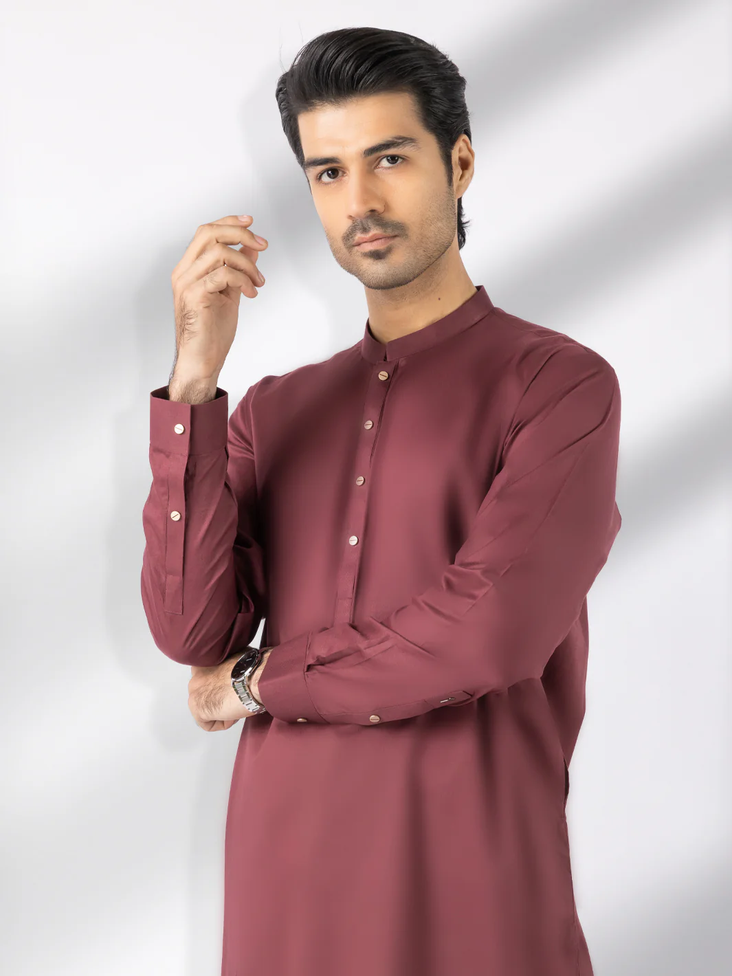Maroon Blended Kameez Shalwar - AL-KS-3243F - Image 3