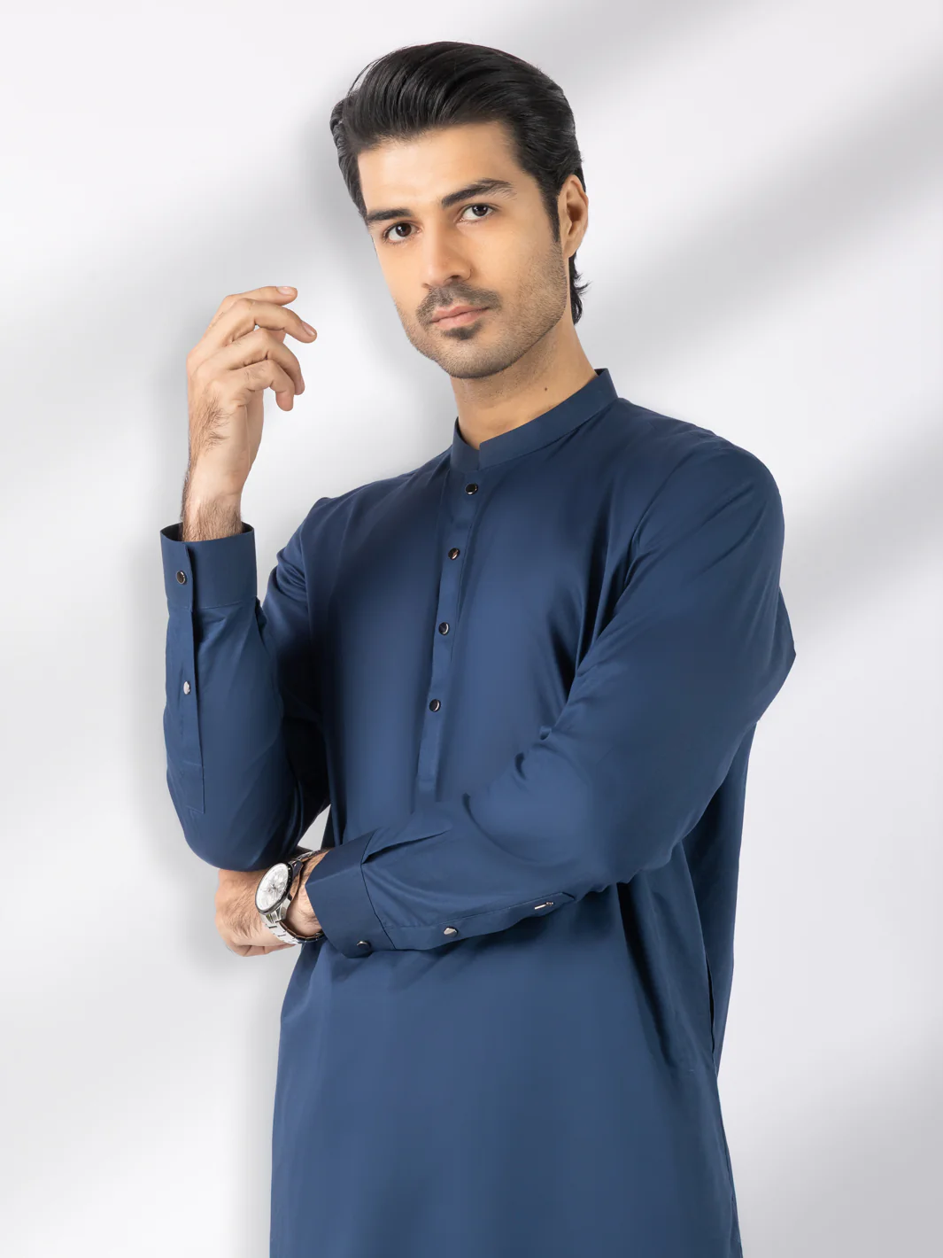 Blue Blended Kameez Shalwar - AL-KS-3243G - Image 3