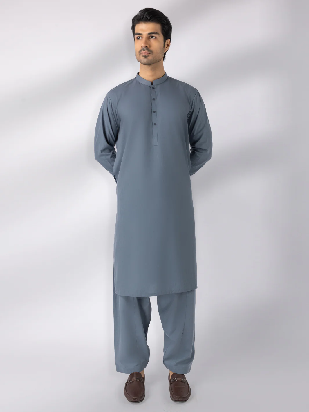 Grey Blended Kameez Shalwar - AL-KS-3244B
