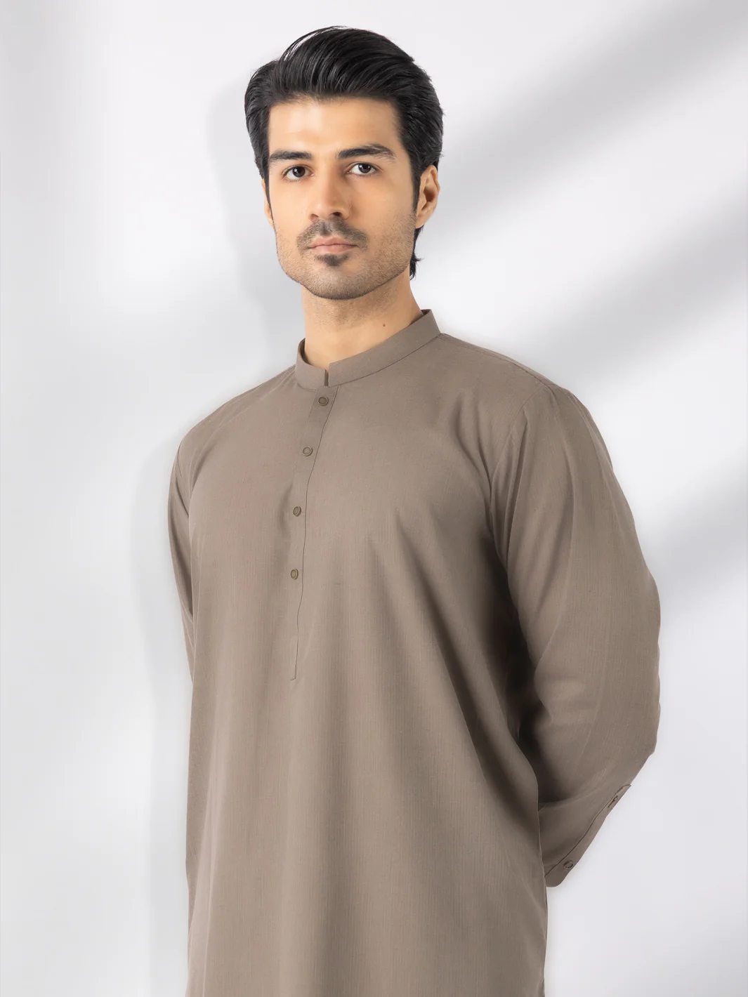 Brown Blended Kameez Shalwar - AL-KS-3244C - Image 3