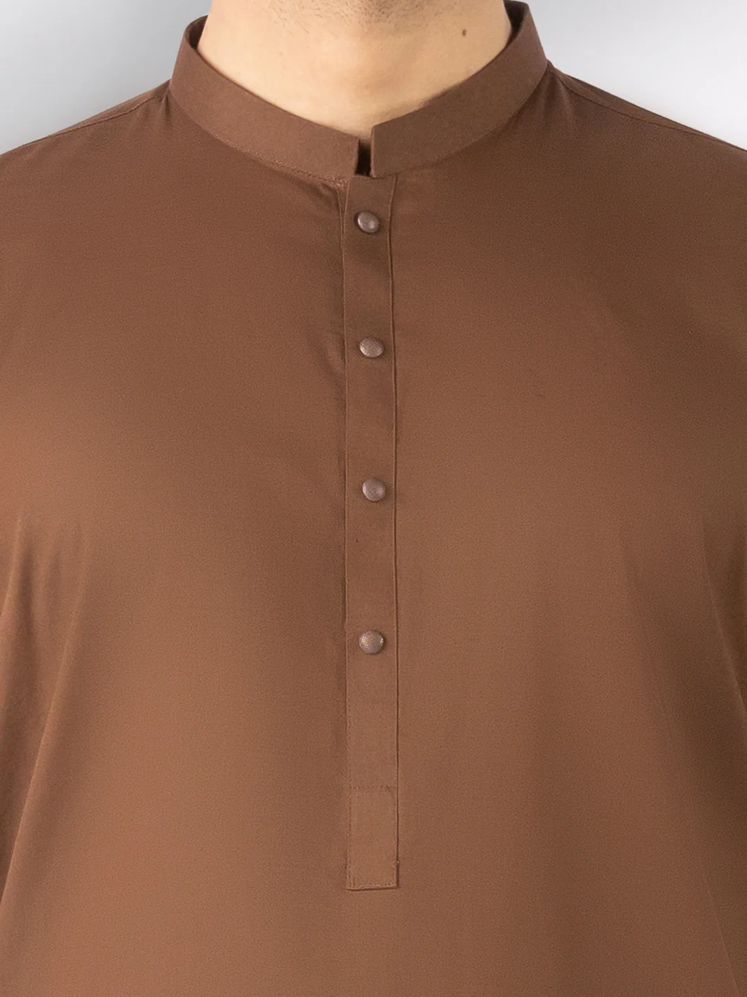 Brown Cotton Kameez Shalwar - AL-KS-3245A - Image 3