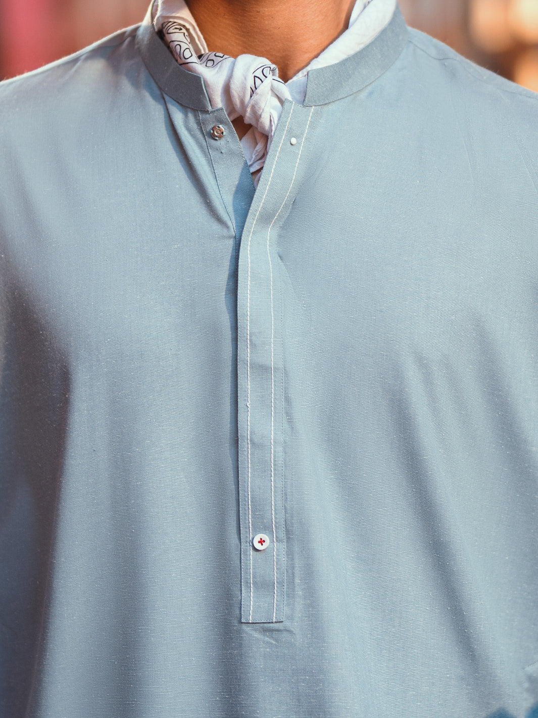 Light Blue Cut & Sew Kameez Shalwar - AL-KS-3250 - Image 5