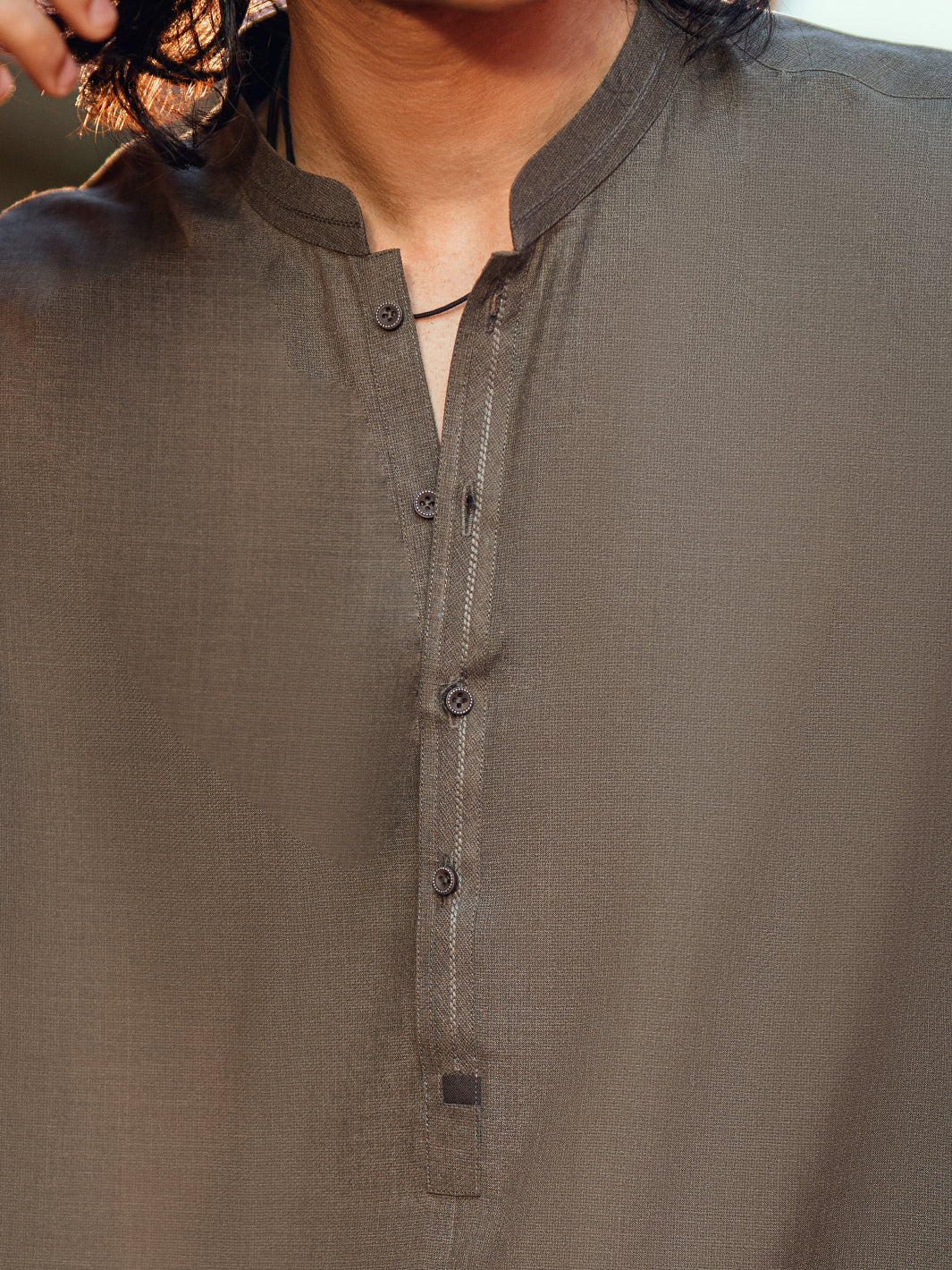 Olive Green Cut & Sew Kameez Shalwar - AL-KS-3265 - Image 5
