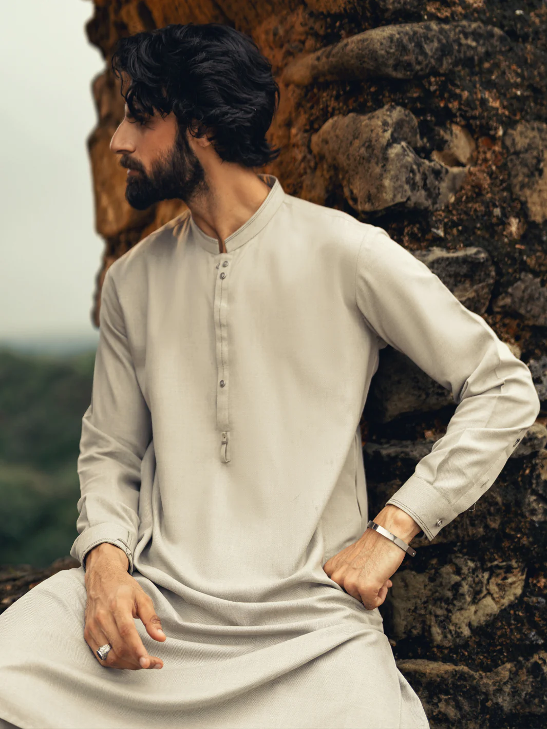 Ash Grey Cut & Sew Kameez Shalwar - AL-KS-3266 - Image 4