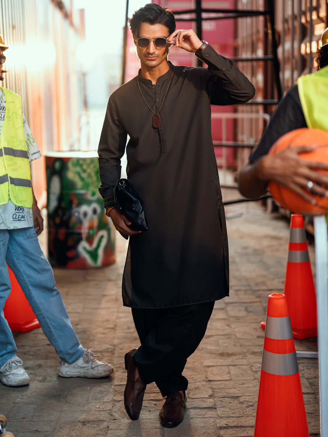 Dark Brown Kameez Shalwar - AL-KS-3272 - Image 6