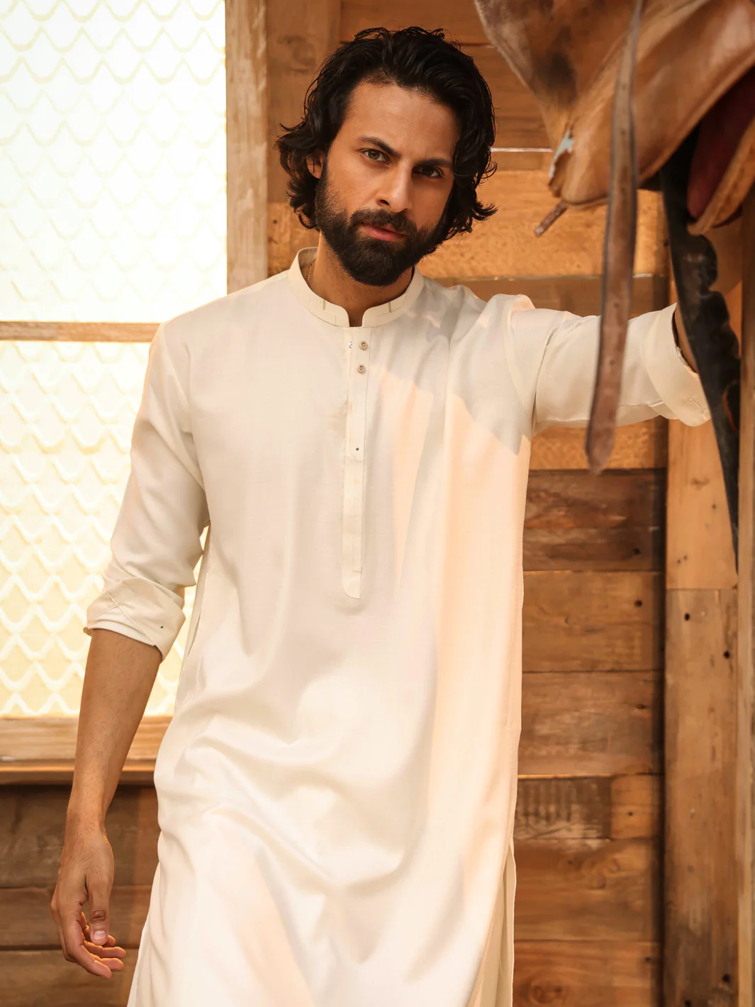 Off White Kameez Shalwar - AL-KS-3279 - Image 5