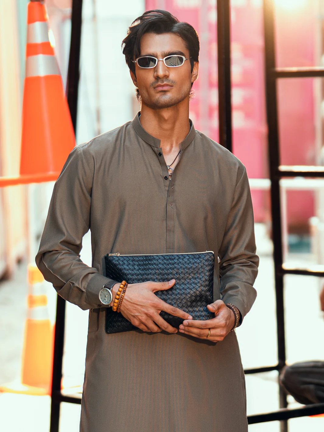 Olive Green Kameez Shalwar - AL-KS-3286 - Image 2