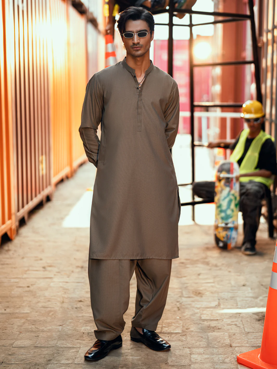 Olive Green Kameez Shalwar - AL-KS-3286 - Image 4