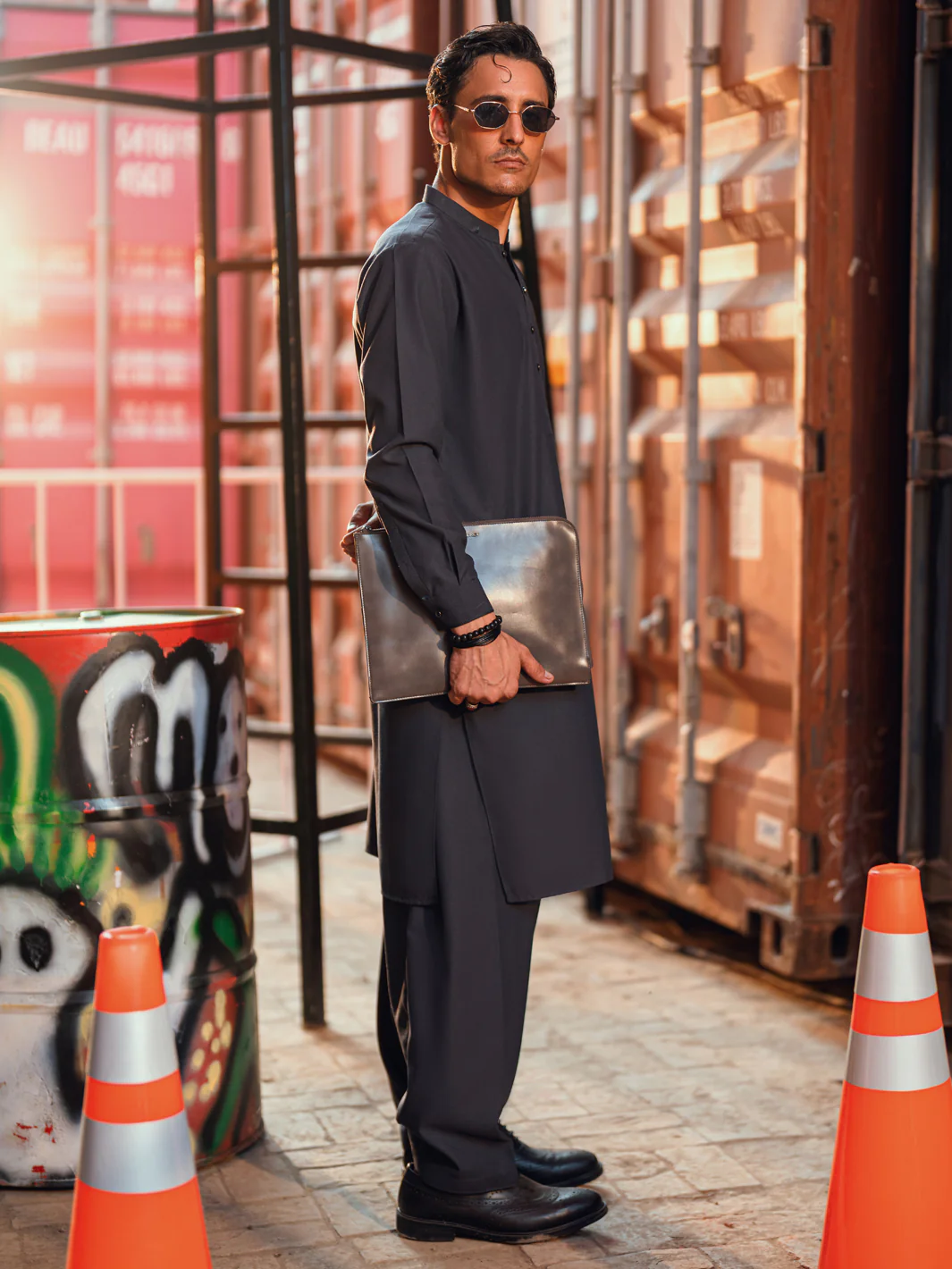 Grey Kameez Shalwar - AL-KS-3287 - Image 6