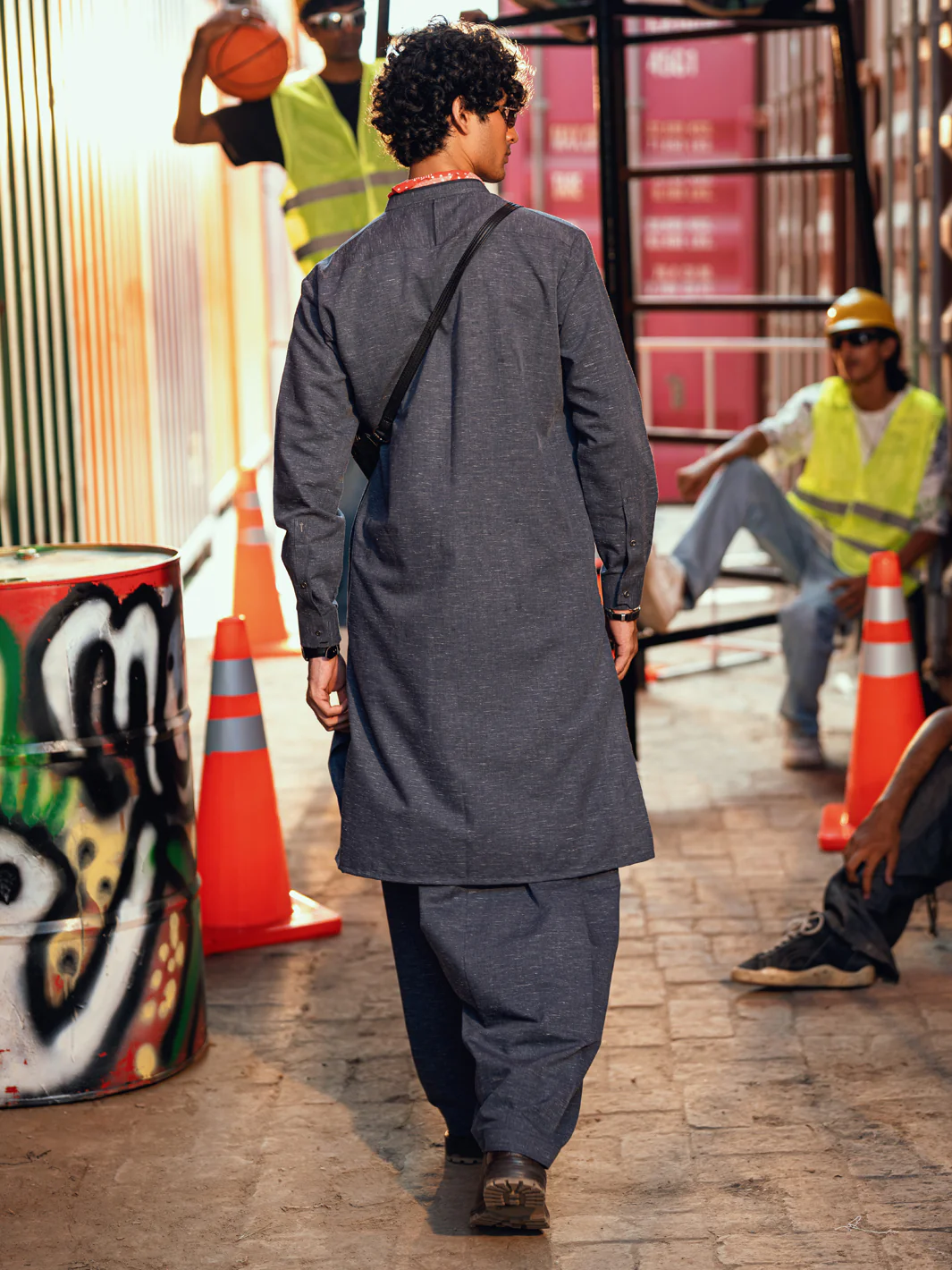 Blue Kameez Shalwar - AL-KS-3290 - Image 7