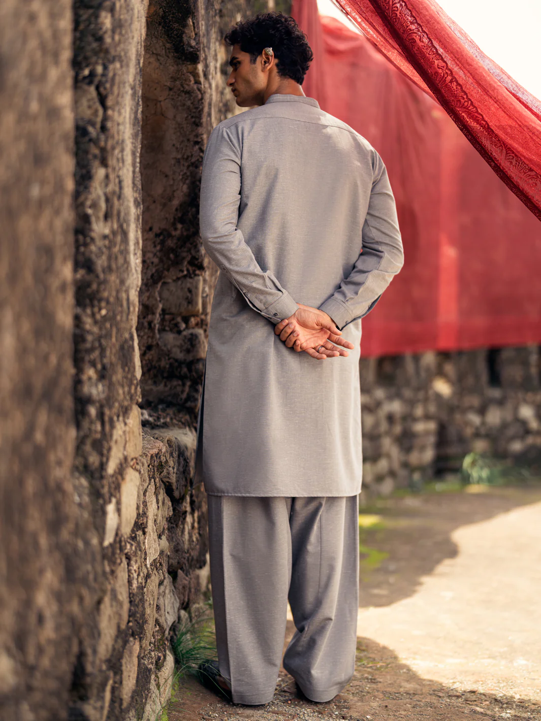 Light Grey Kameez Shalwar - AL-KS-3293 - Image 2