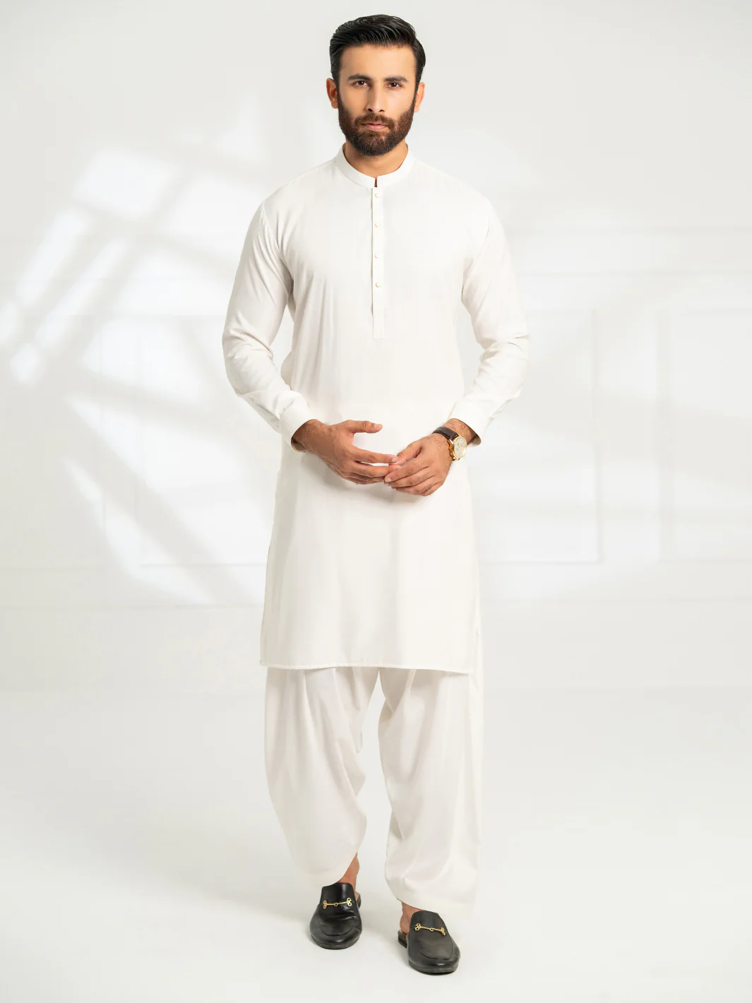 White Cut & Sew Kameez Shalwar - AL-KS-3298
