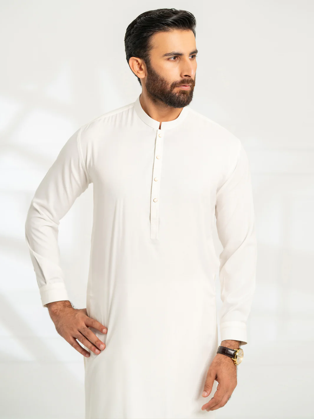 White Cut & Sew Kameez Shalwar - AL-KS-3298 - Image 2