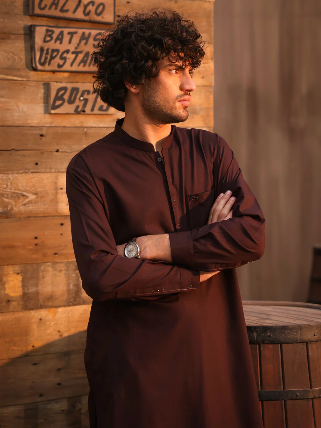 Dark Maroon Cut & Sew Kameez Shalwar - AL-KS-3309 - Image 6