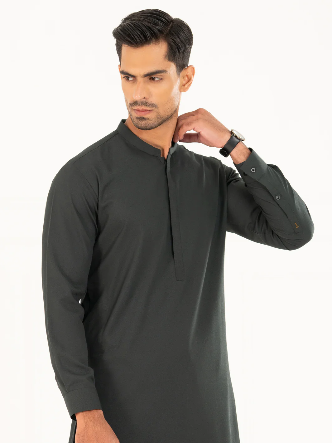 Dark Green Plain Kameez Shalwar - AL-KS-3315 - Image 4