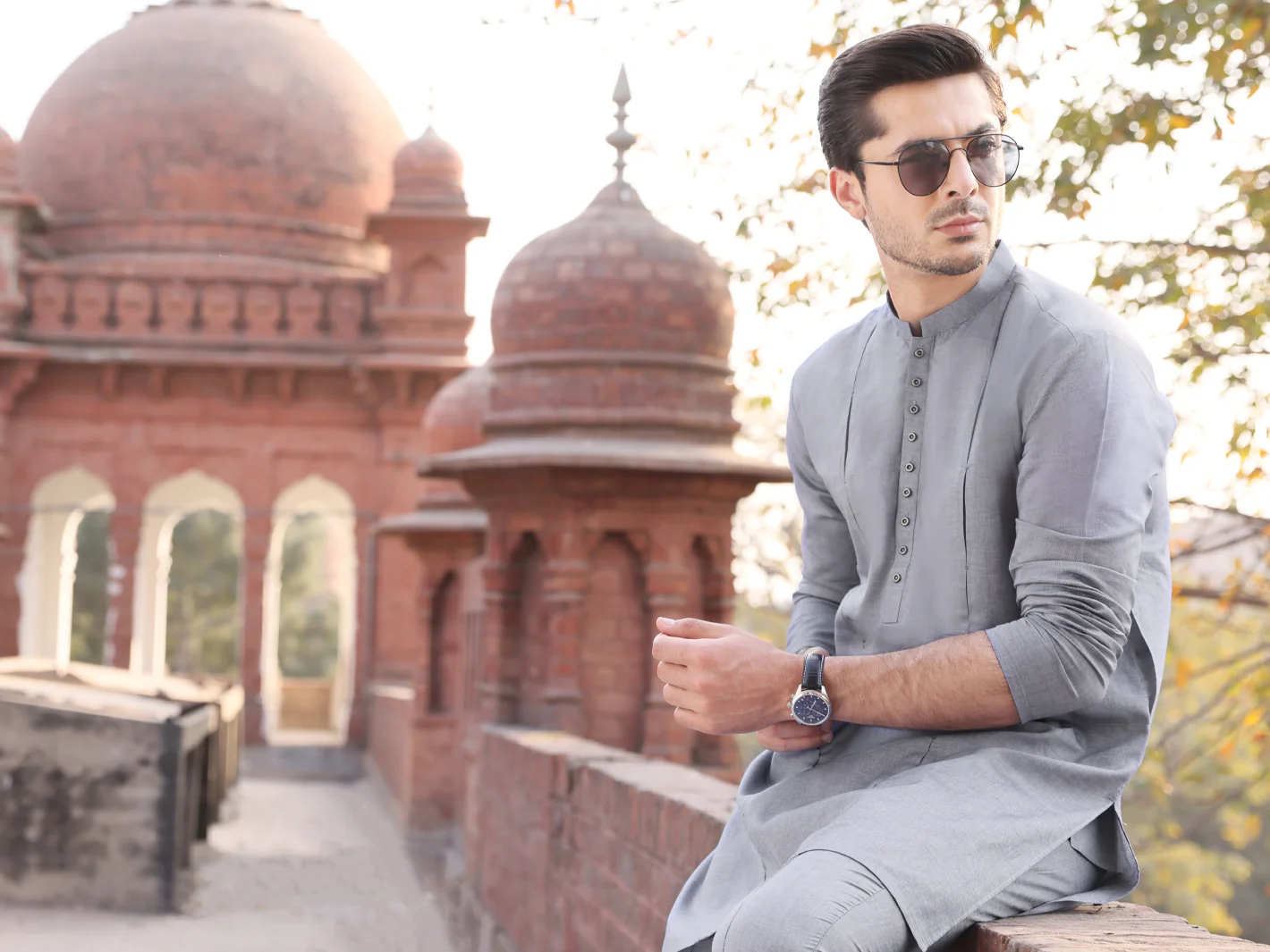Light Blue Cotton Kurta Pajama - AL-KT-2533 - Image 3