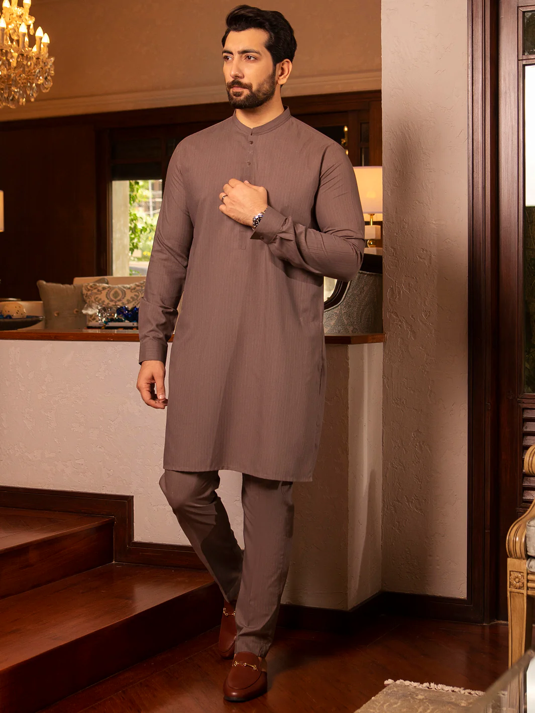 Light Brown Blended Kurta Trouser - AL-KT-2662 - Image 5