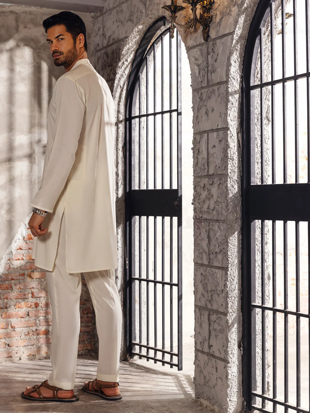 Off White Kurta Trouser - AL-KT-2672 - Image 4