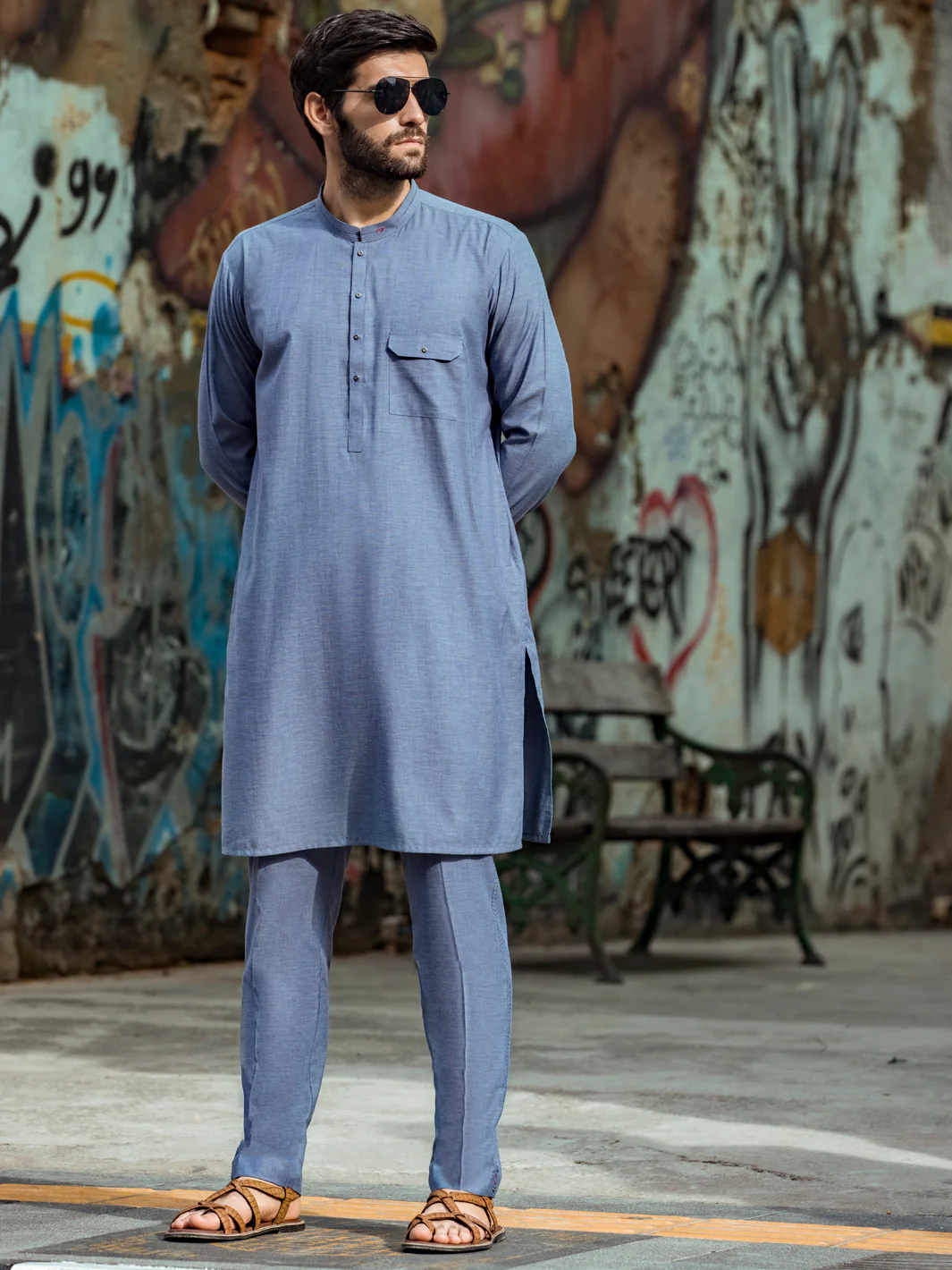 Blue Kurta Trouser - AL-KT-2676 - Image 4