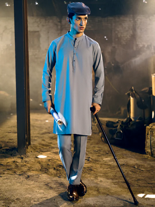 Light Green Blended Kurta Trouser - AL-KT-2733 - Image 8
