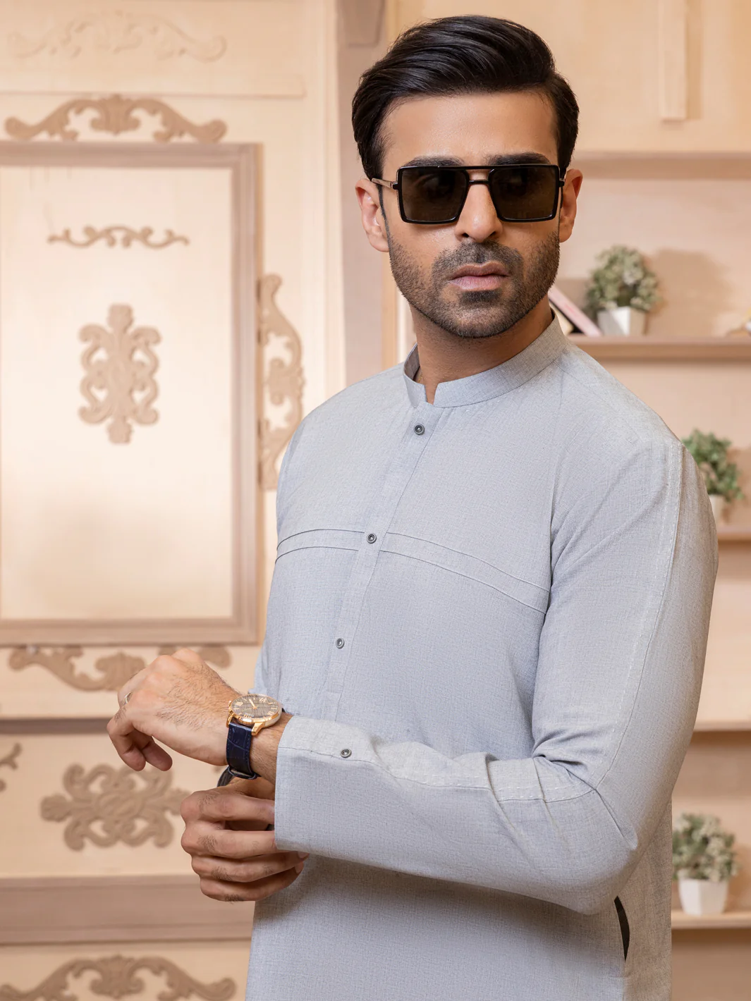 Light Grey Blended Kurta Trouser - AL-KT-2762 - Image 4